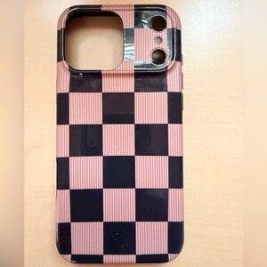Brown and black checkered iPhone 17 pro max case